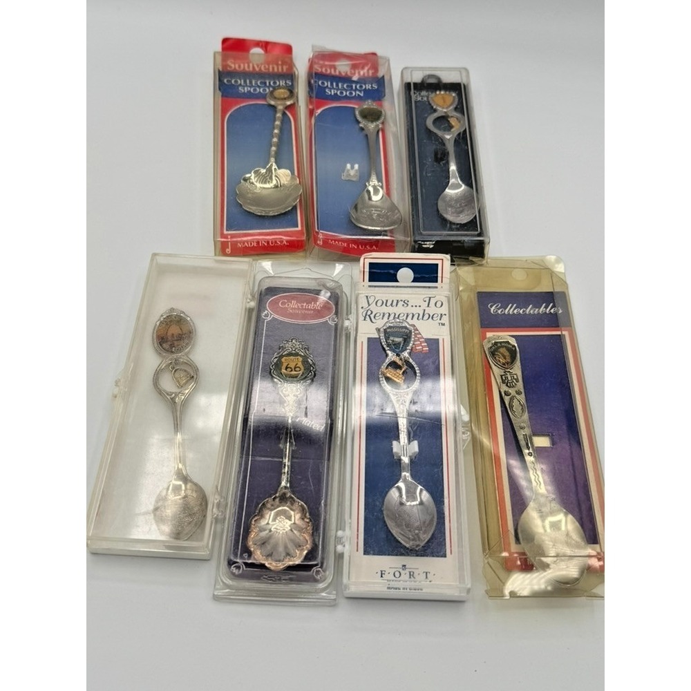 Vintage Souvenir Spoon Lot Route 66 Virginia Wyoming Collectible Spoons Mixed